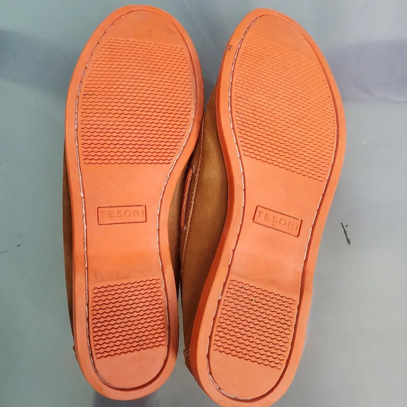 Tesori Womens Brown/Orange Leather Boat Shoes Sz 8.5M "W01812" - Picture 7 of 10